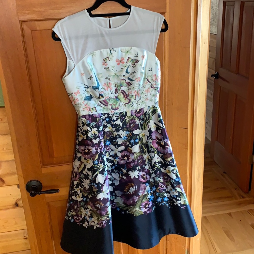 Ted Baker Navy Floral Skater Dress